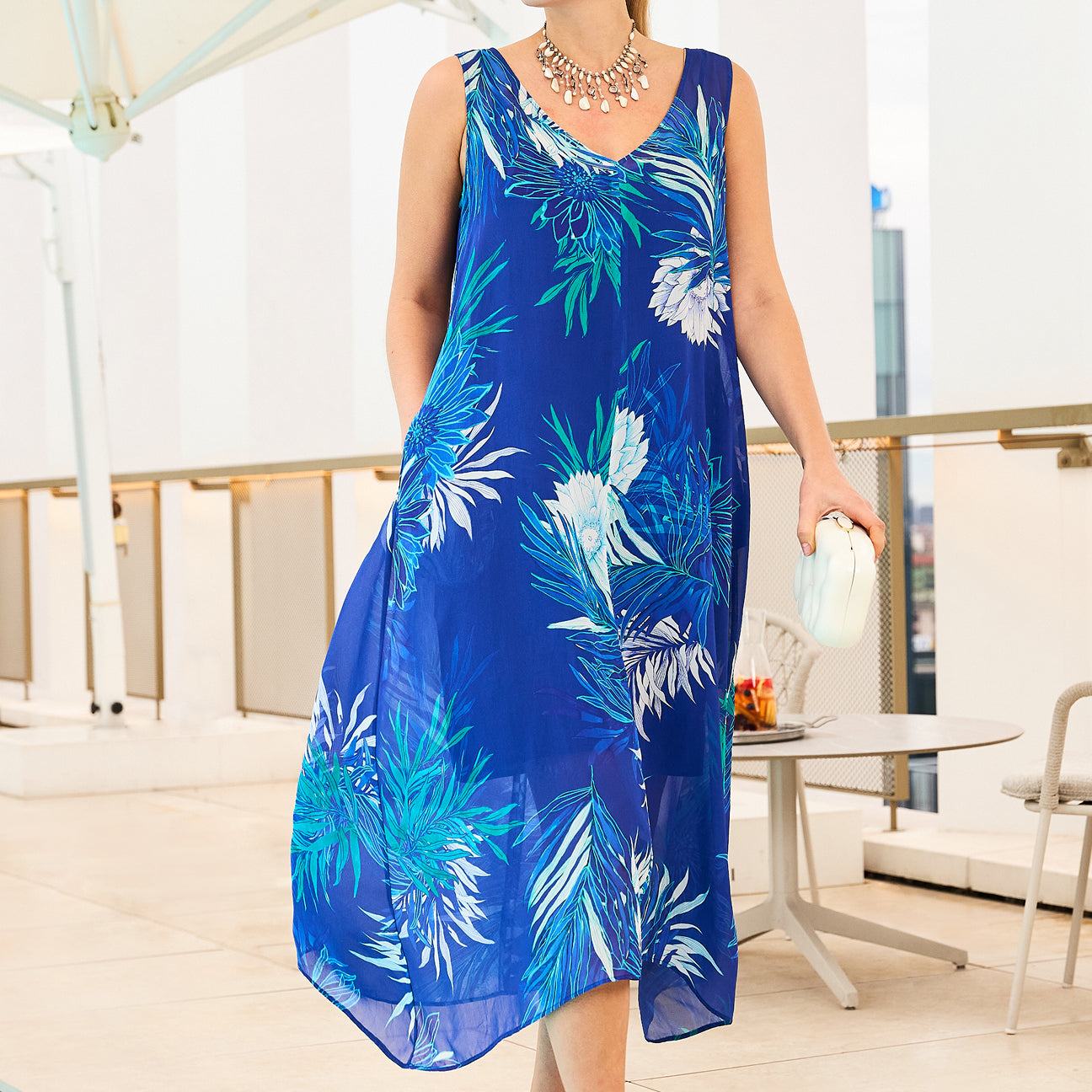 ABITO STAMPATO IN GEORGETTE CON STOLA
