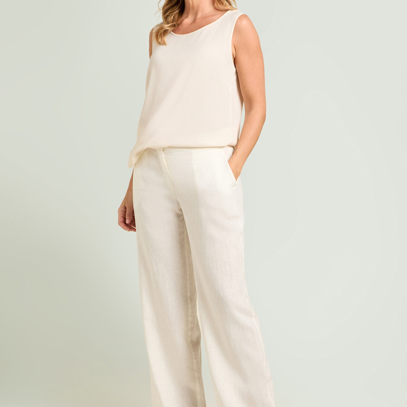 PANTALONI AMPI IN LINO-VISCOSA