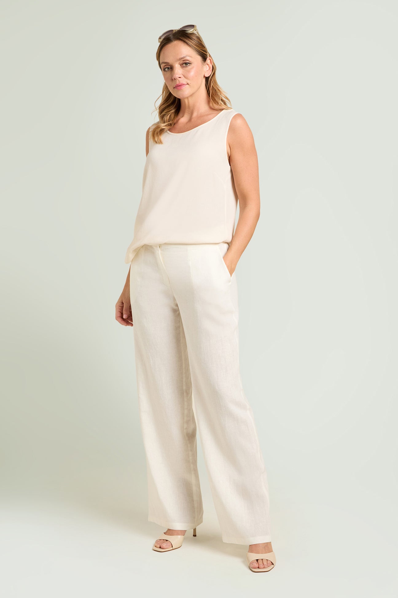 PANTALONI AMPI IN LINO-VISCOSA