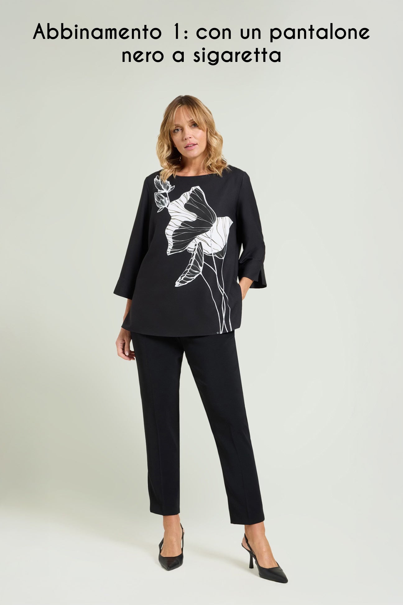 BLUSA CON STAMPA PIAZZATA