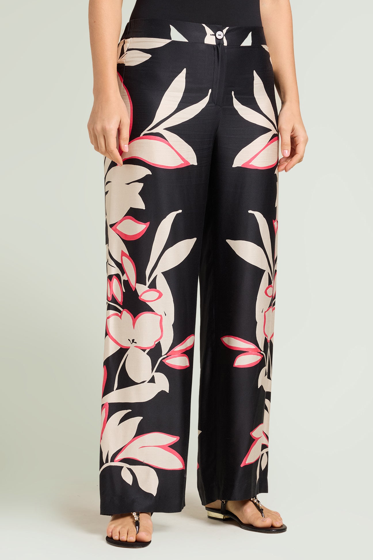 PANTALONI IN SATIN STAMPATO