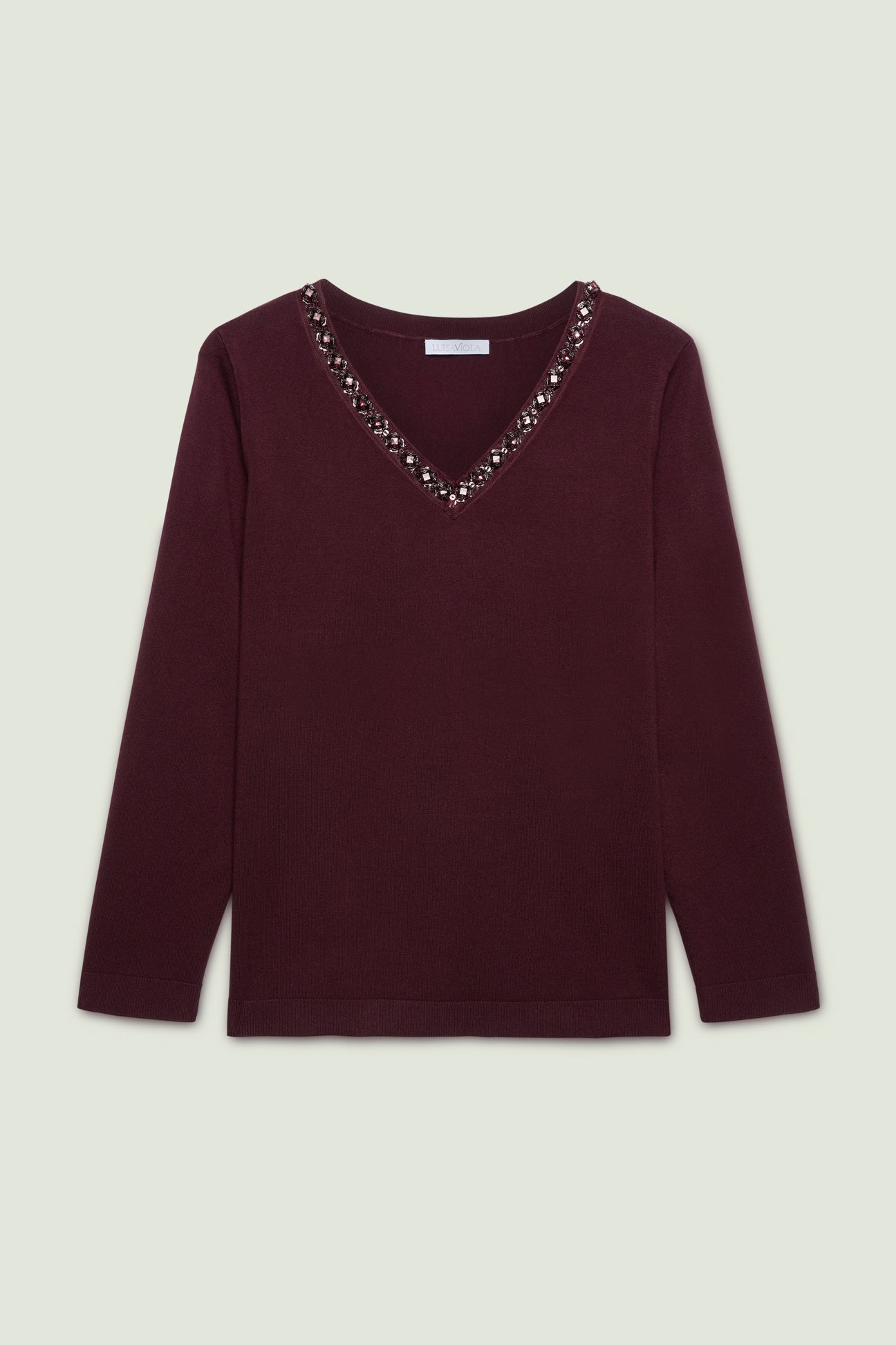 MAGLIA IN VISCOSA COMFORT RICAMATA