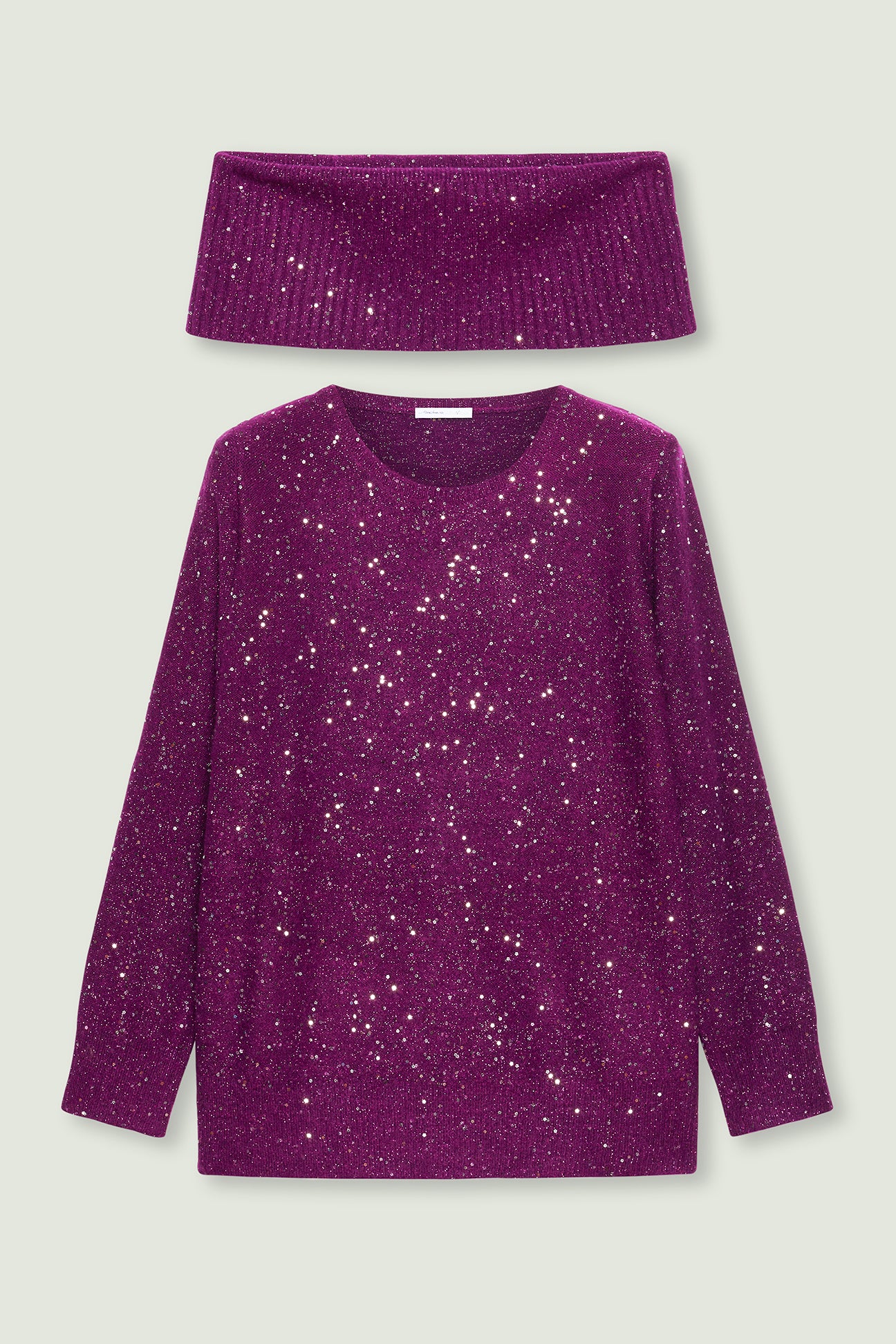 MAGLIA FULL PAILLETTES CON COLLO STACCABILE