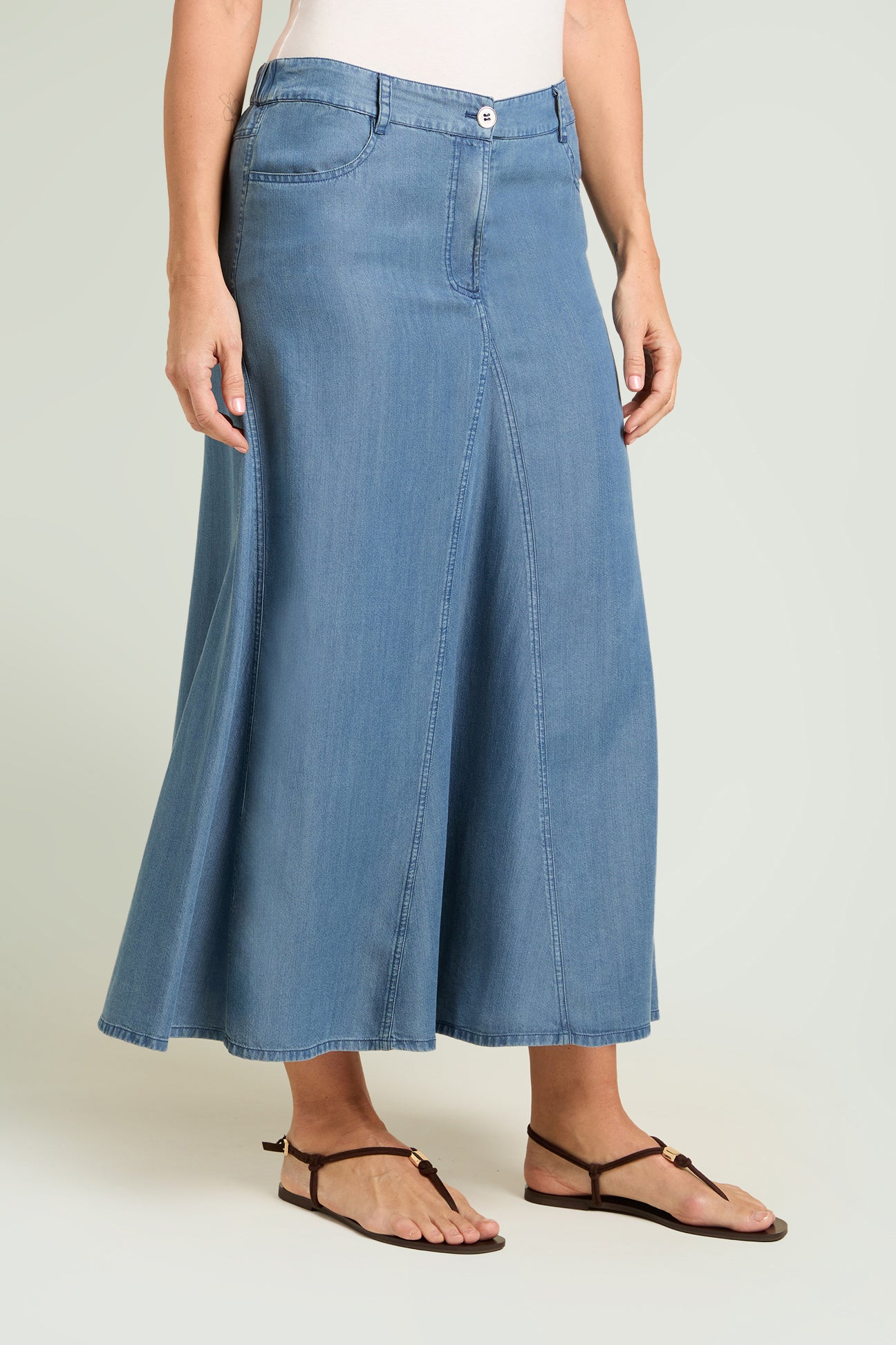 GONNA LUNGA IN CHAMBRAY