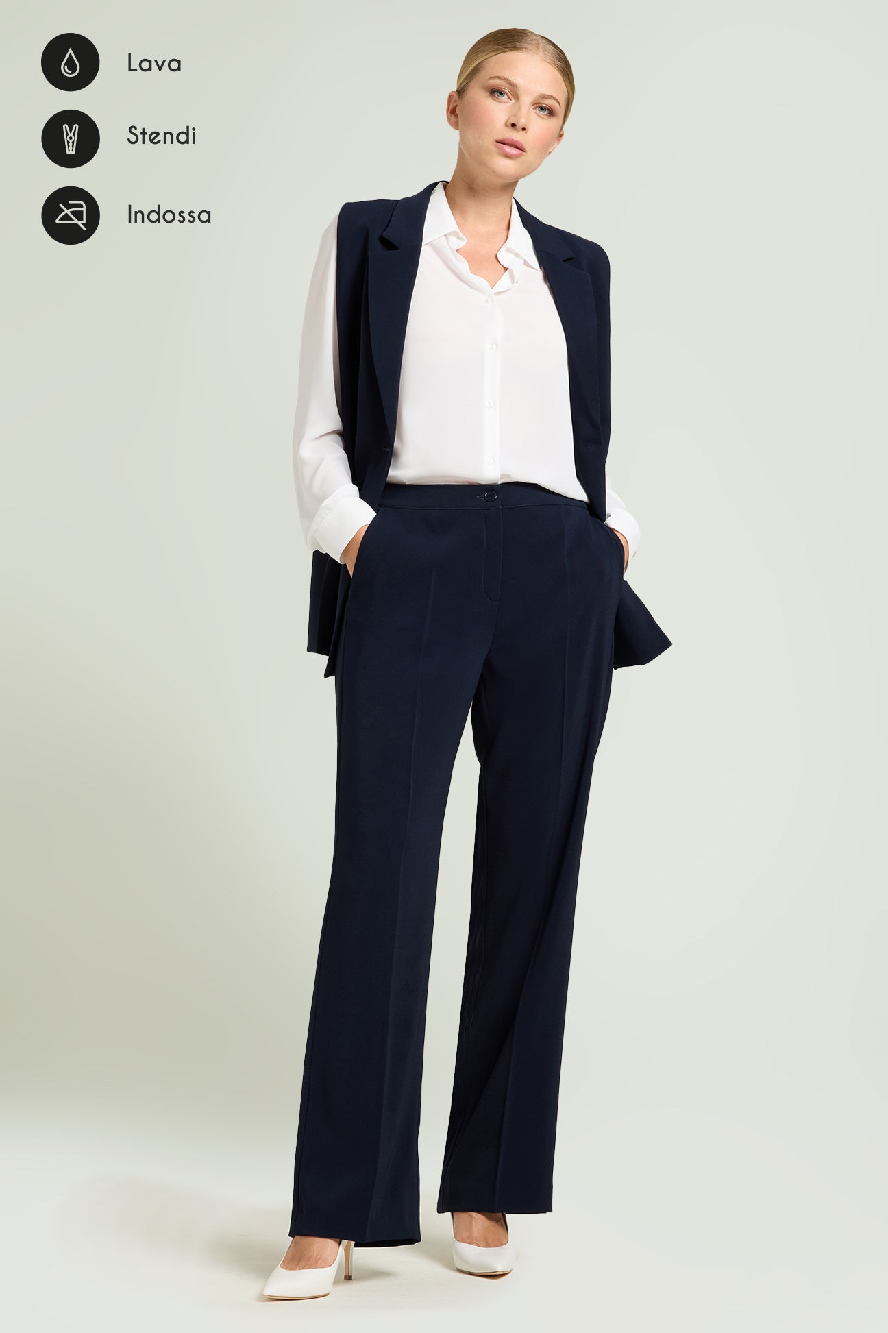 PANTALONI PALAZZO IN CREPE CADY