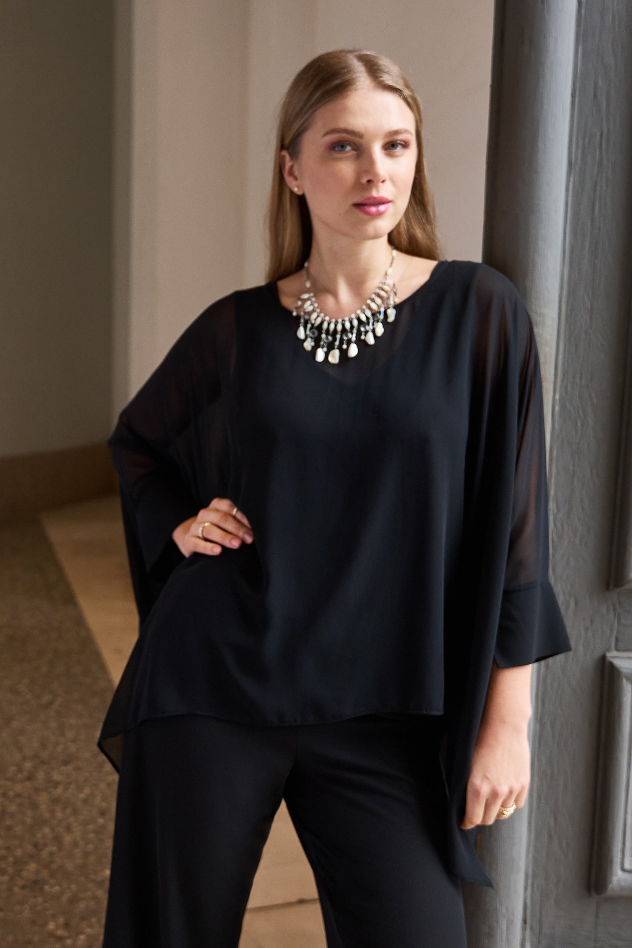 PONCHO IN GEORGETTE