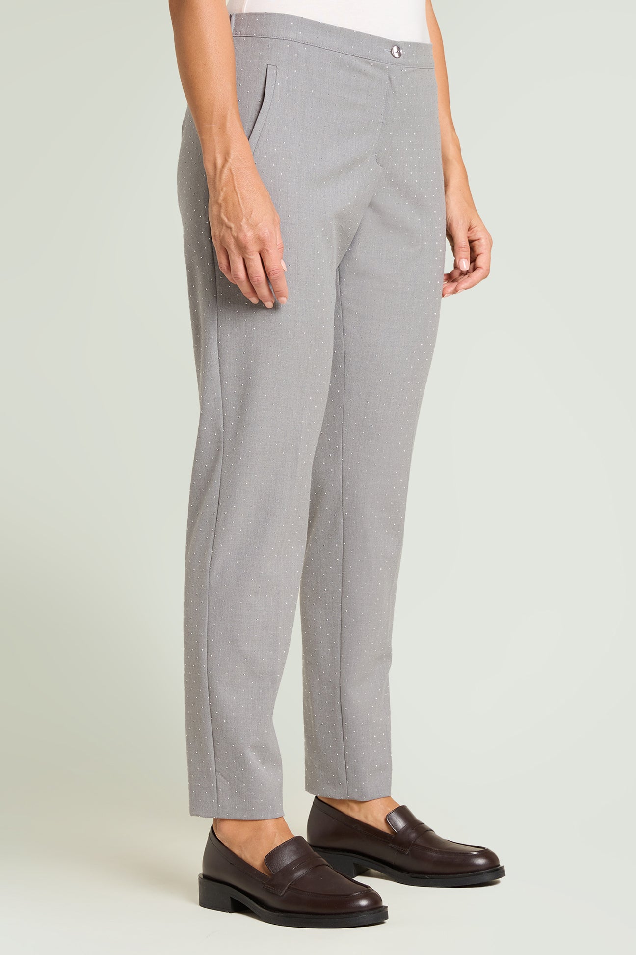 PANTALONI MELANGE FULL STRASS