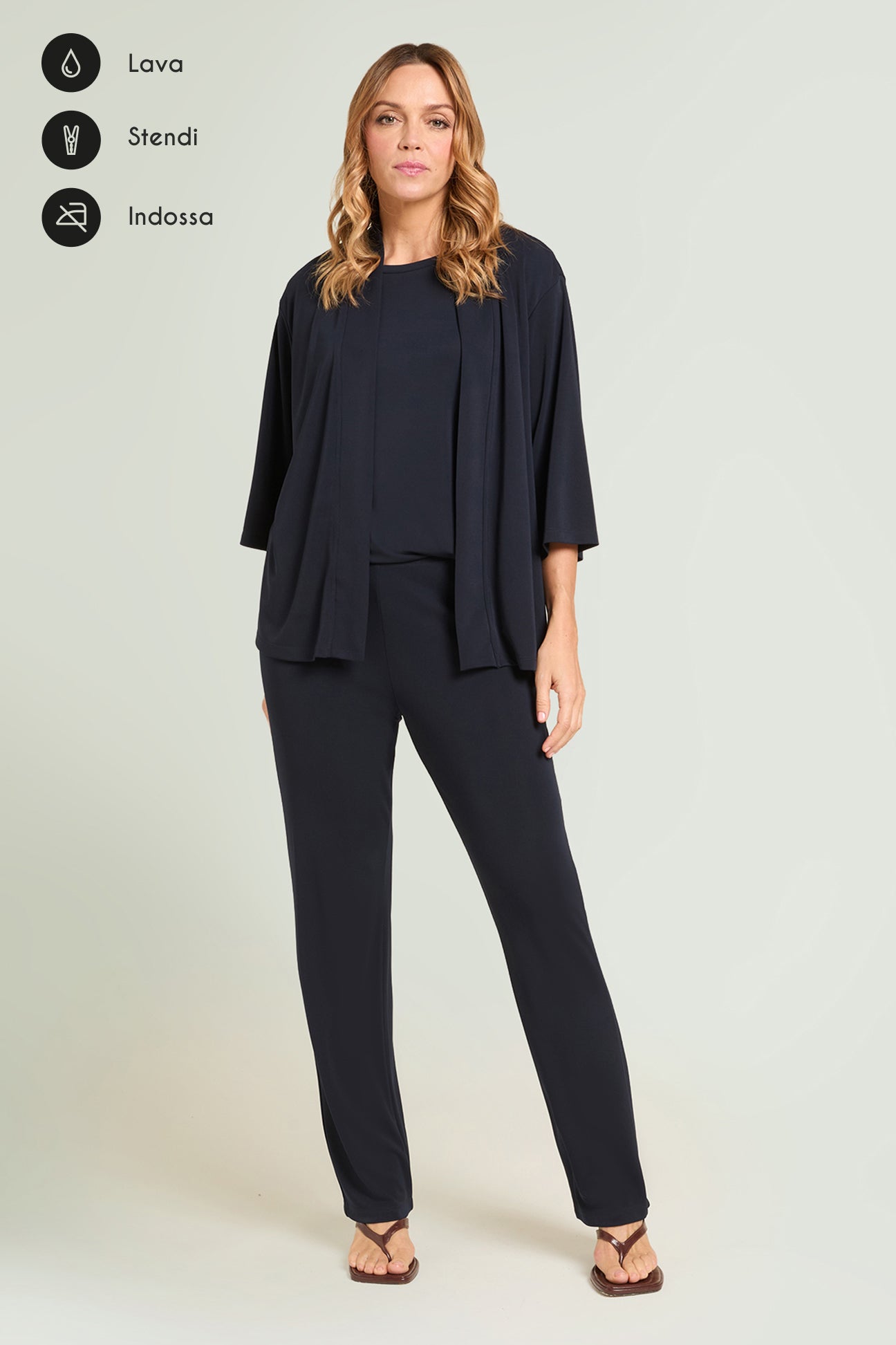 PANTALONI PULL-ON DRITTI IN JERSEY FLUIDO