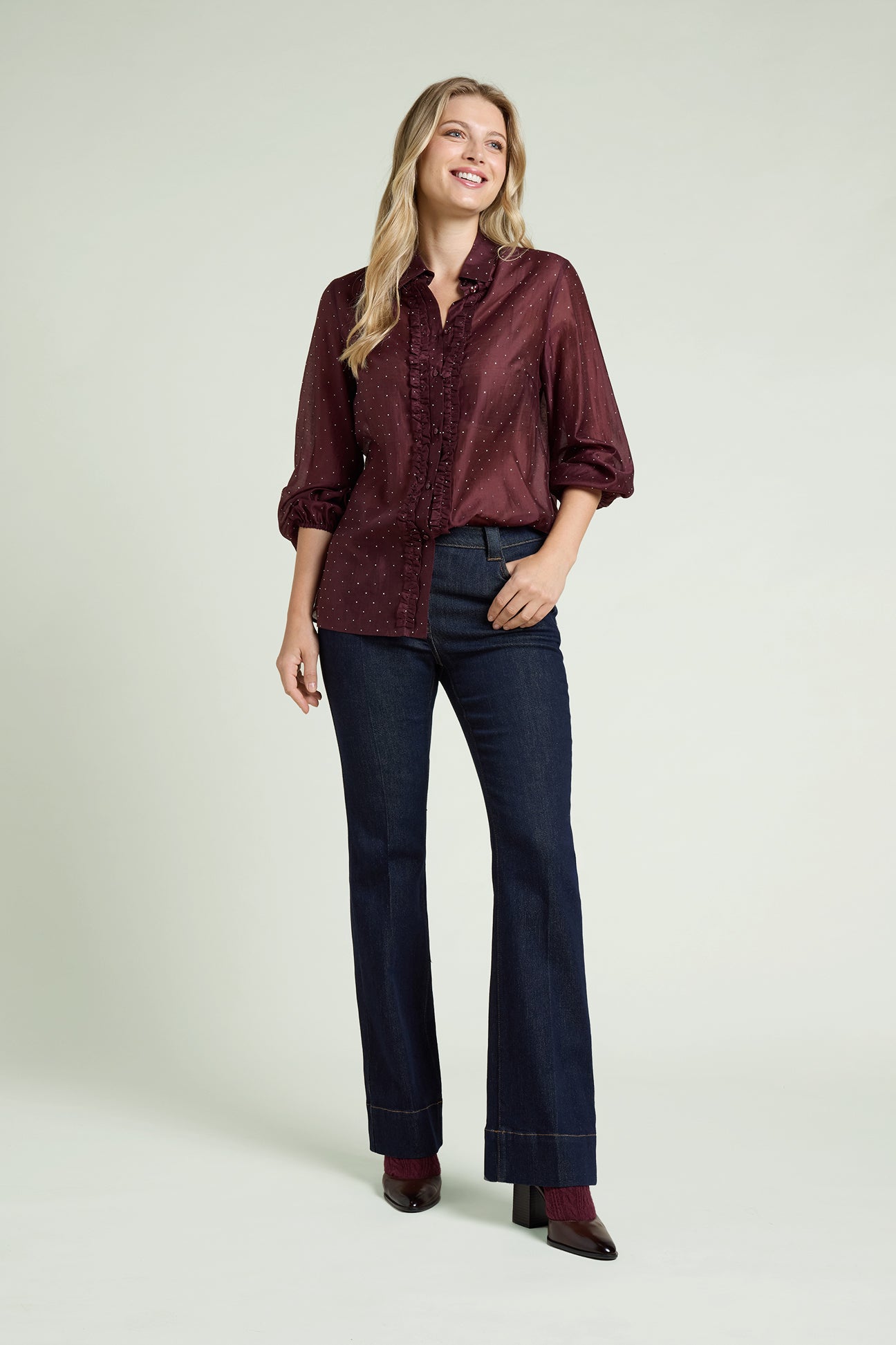 CAMICIA IN MUSSOLA CON PUNTI LUCE
