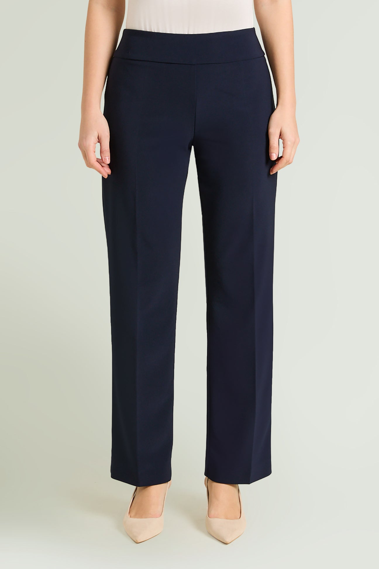 PANTALONI PULL-ON DRITTI IN COMPACT STRETCH