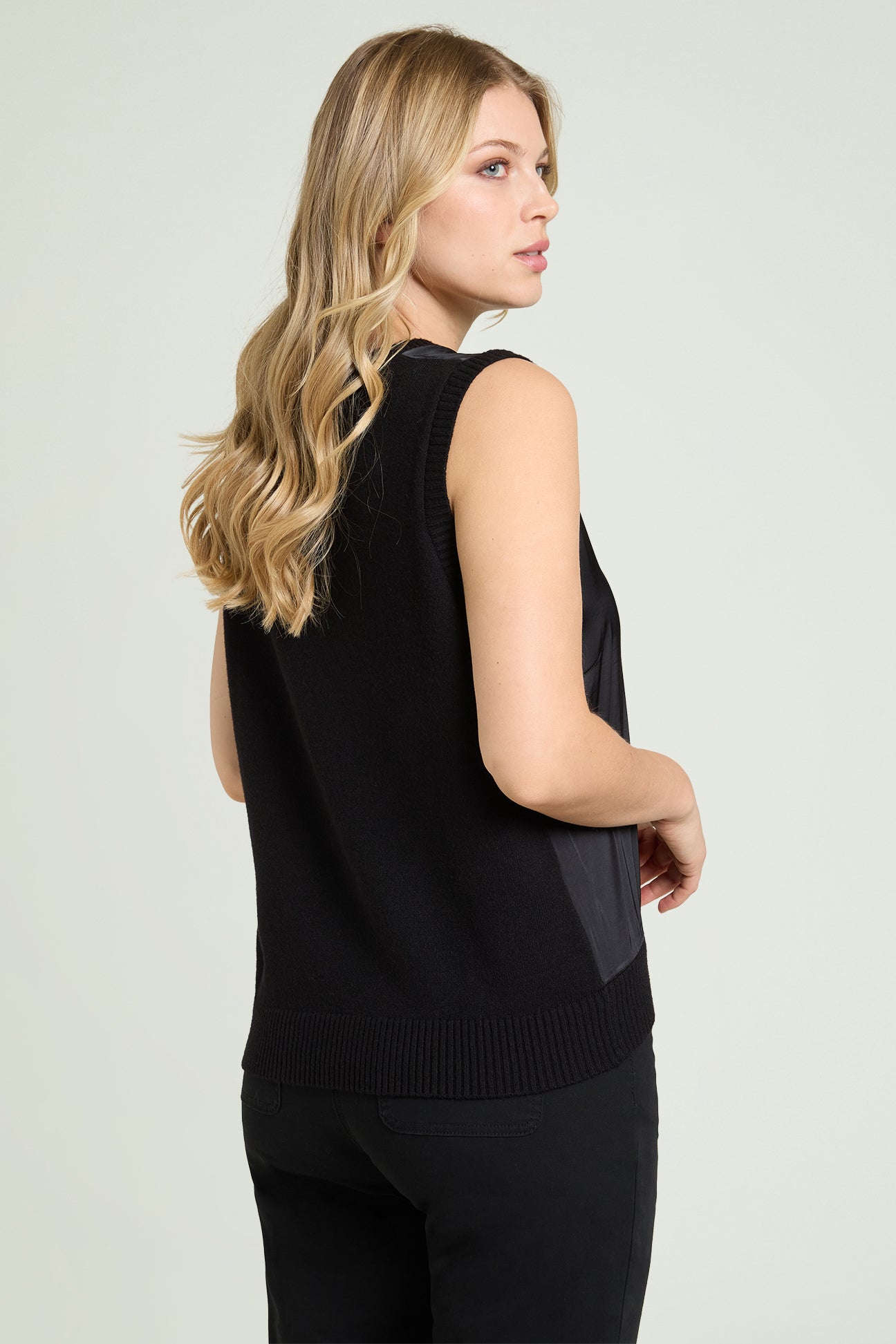 TOP IN RASO E TRICOT