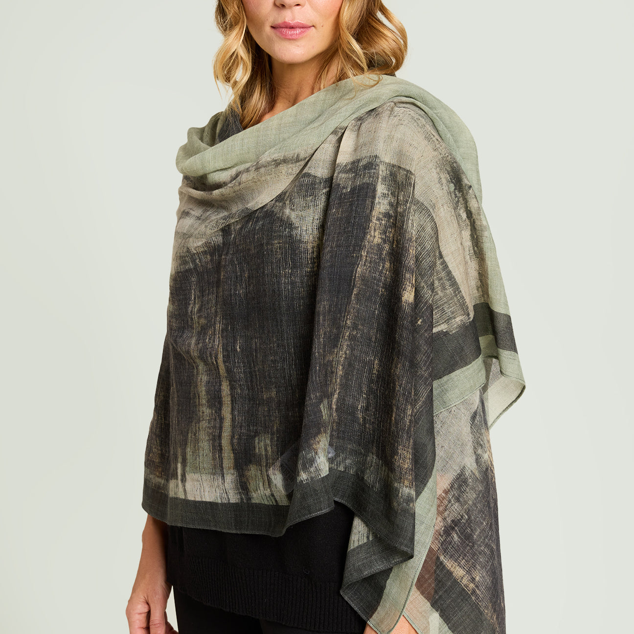 SCIARPA DI PURA LANA CON STAMPA PITTORICA