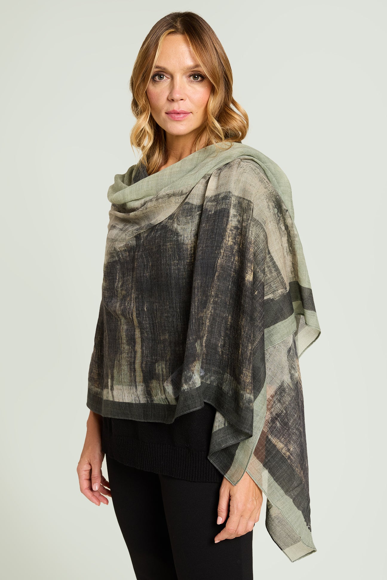 SCIARPA DI PURA LANA CON STAMPA PITTORICA