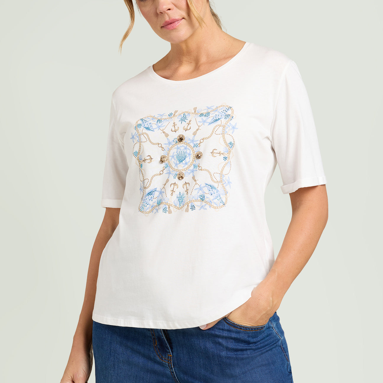 T-SHIRT CON STAMPA E CASTONI