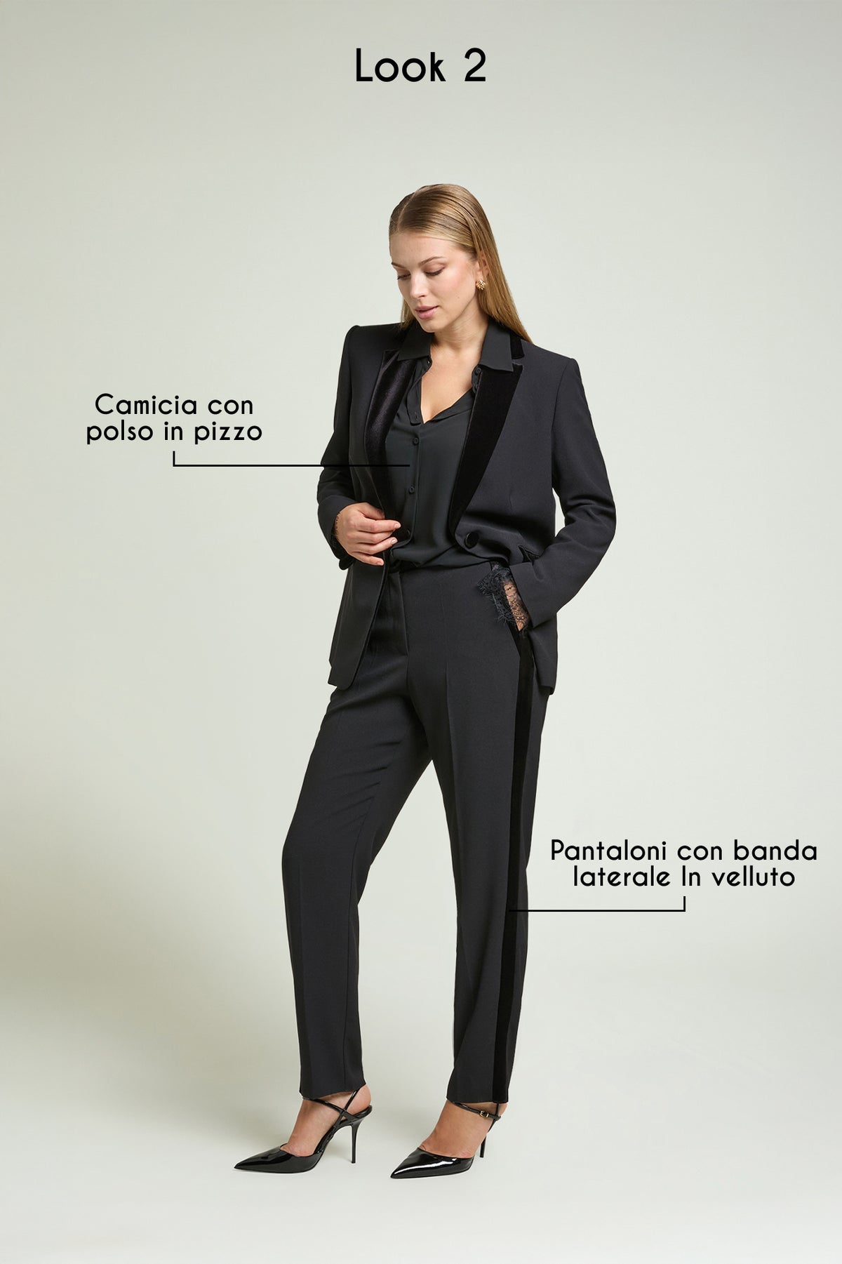 BLAZER IN CREPE CON DETTAGLI IN VELLUTO