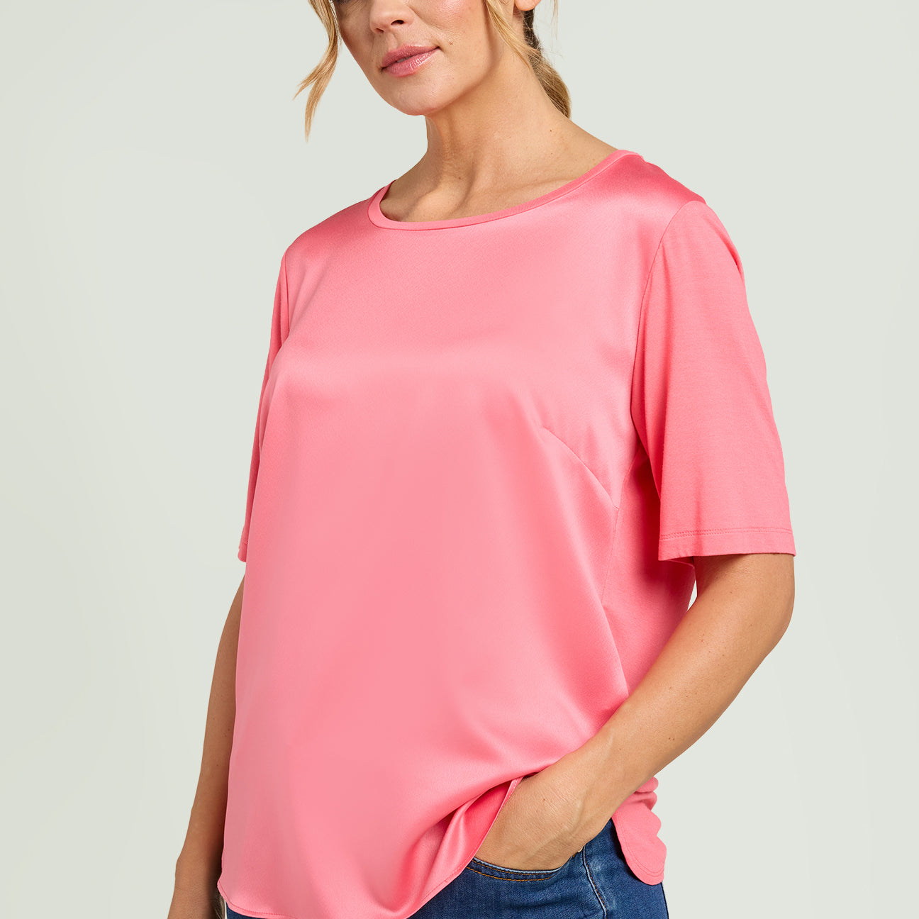 T-SHIRT IN RASO E JERSEY