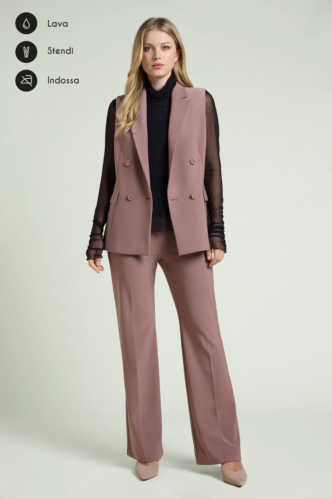 PANTALONI PULL-ON FLARE IN COMPACT STRETCH