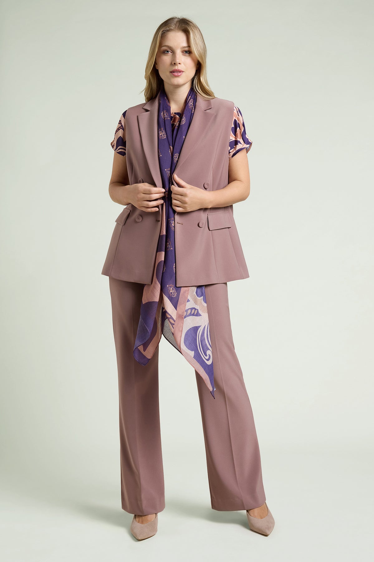 SCIARPA-FOULARD CON STAMPA DECO'