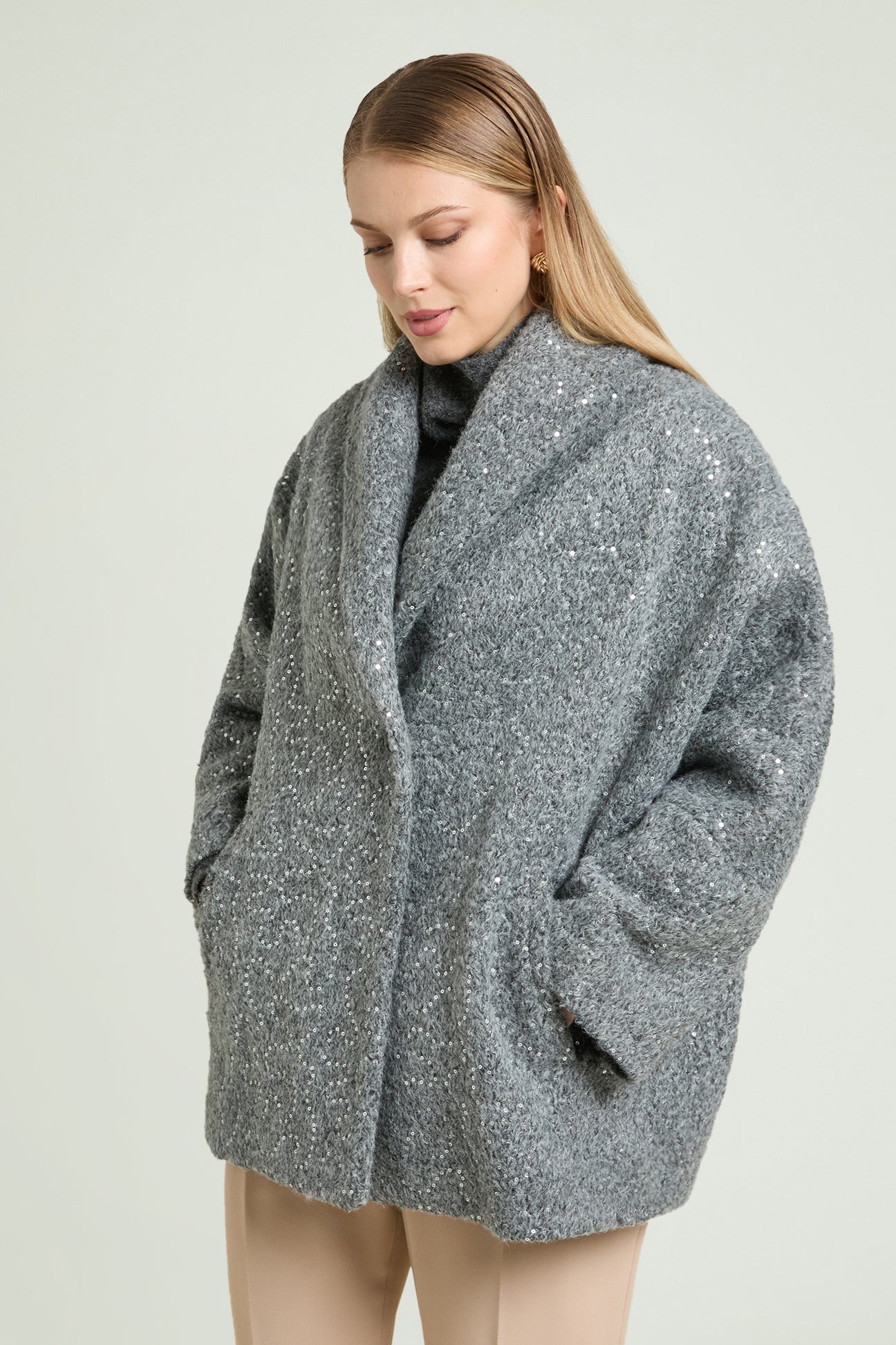CAPPOTTO MELANGE RICAMATO