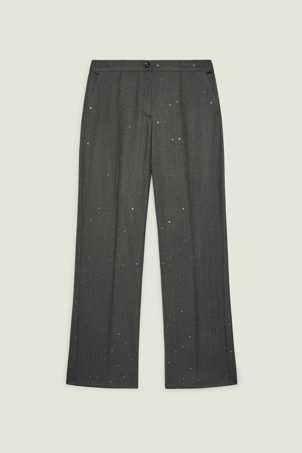 PANTALONI IN SAGLIA GESSATA RICAMATA