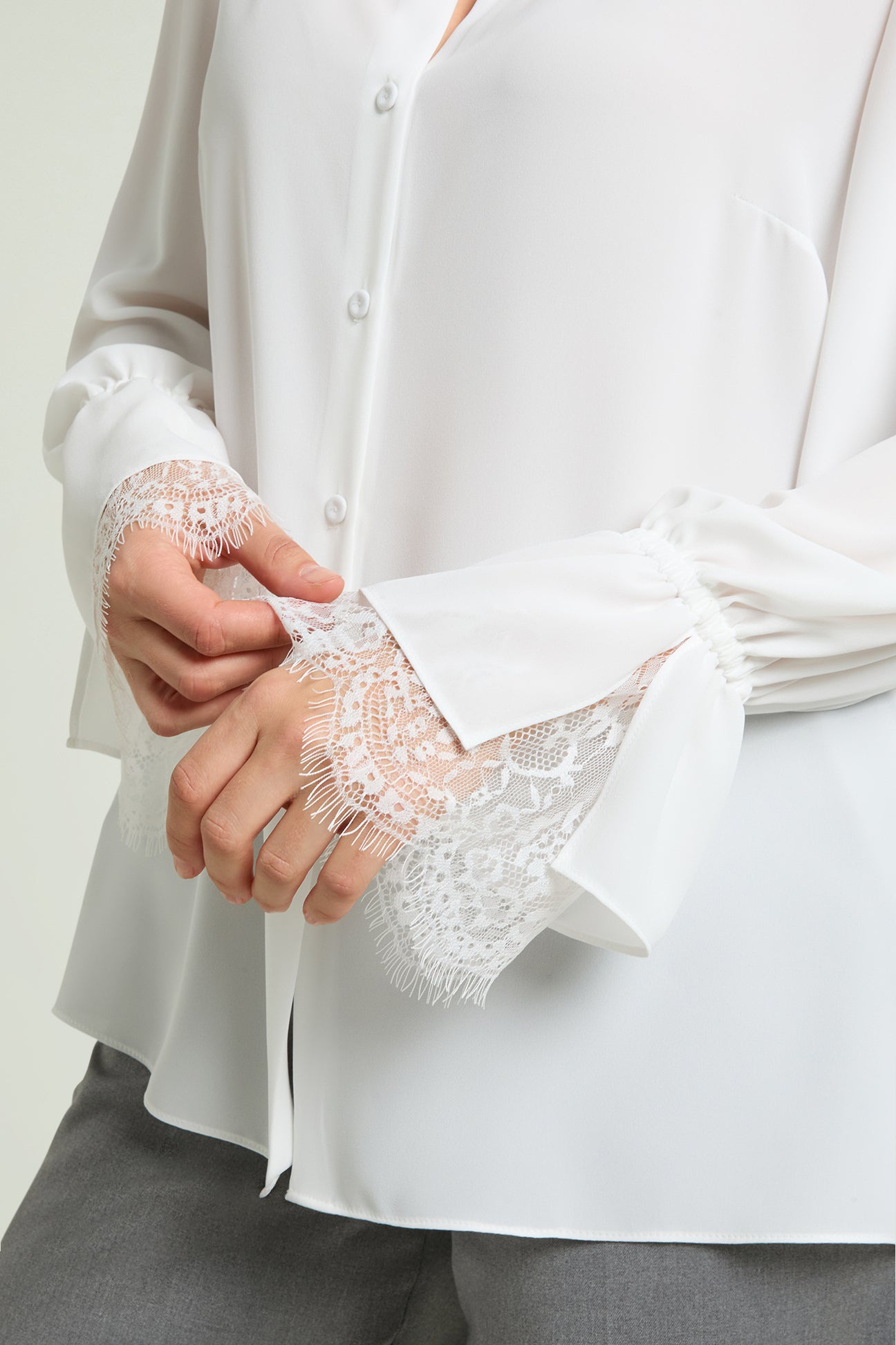 CAMICIA CON POLSO IN PIZZO