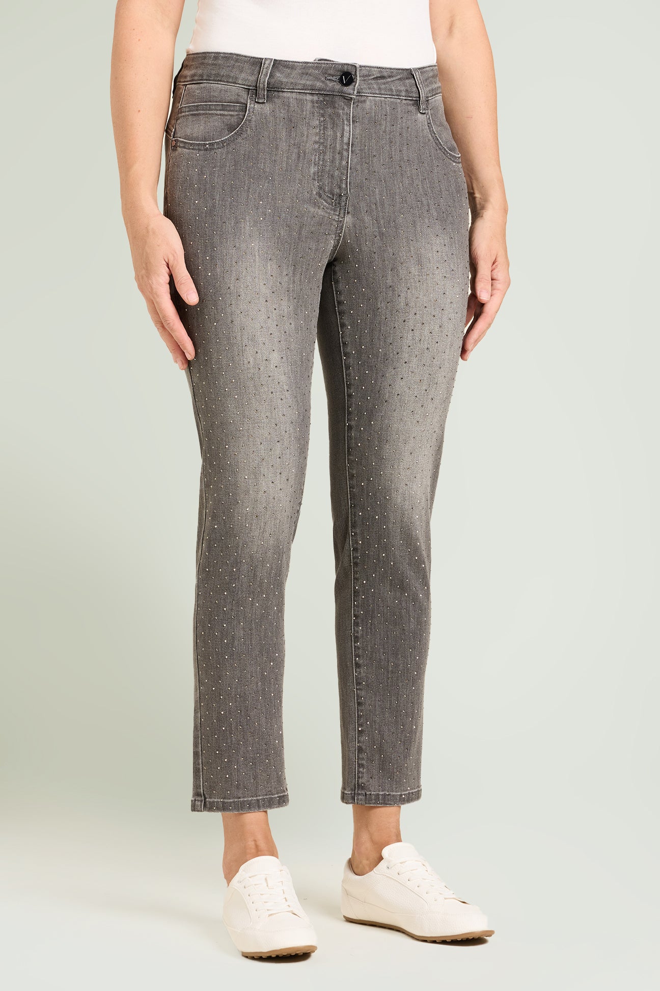 GREY JEANS CON PIOGGIA STRASS