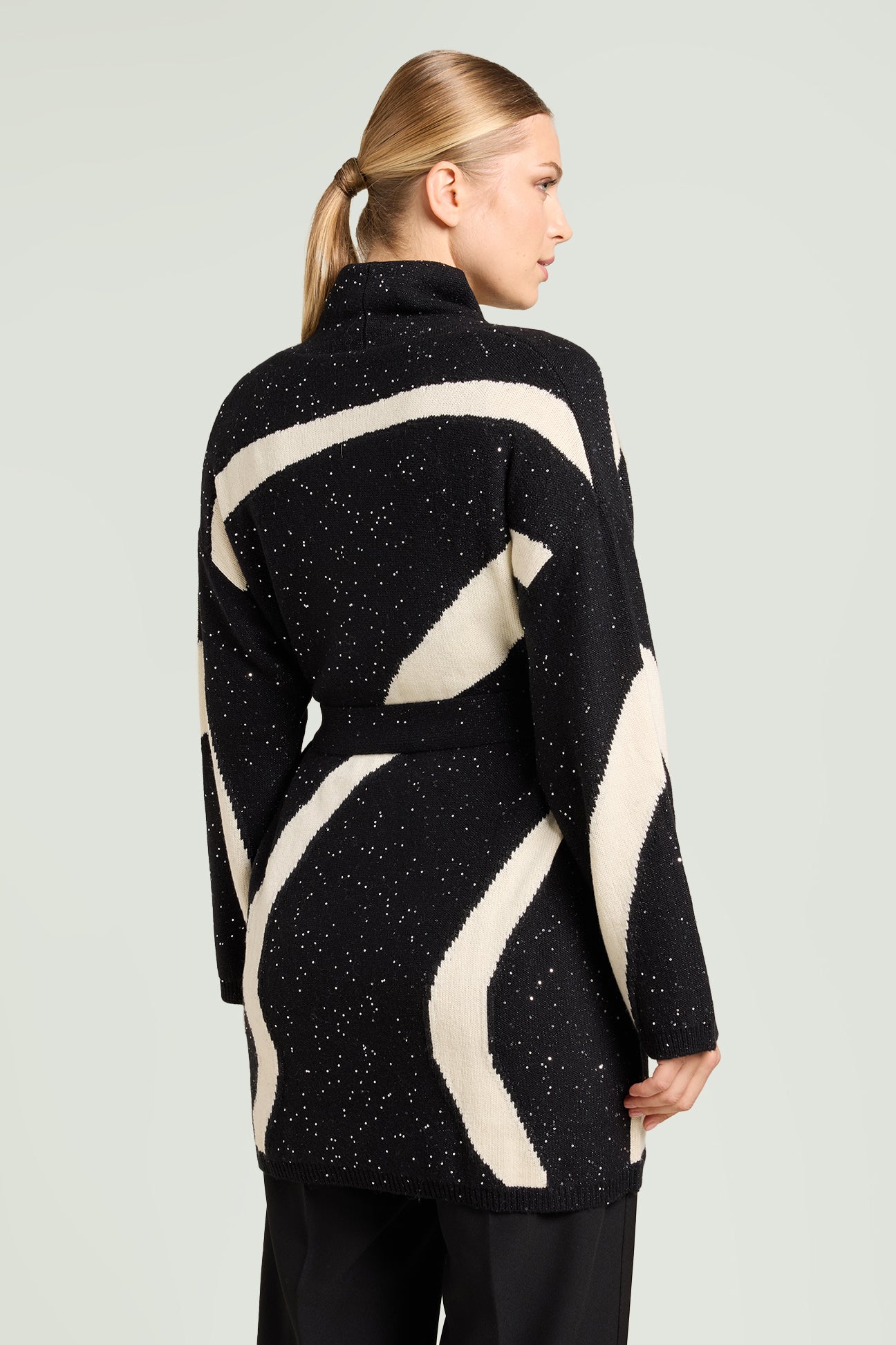 CARDIGAN CON INTARSIO AD ONDE