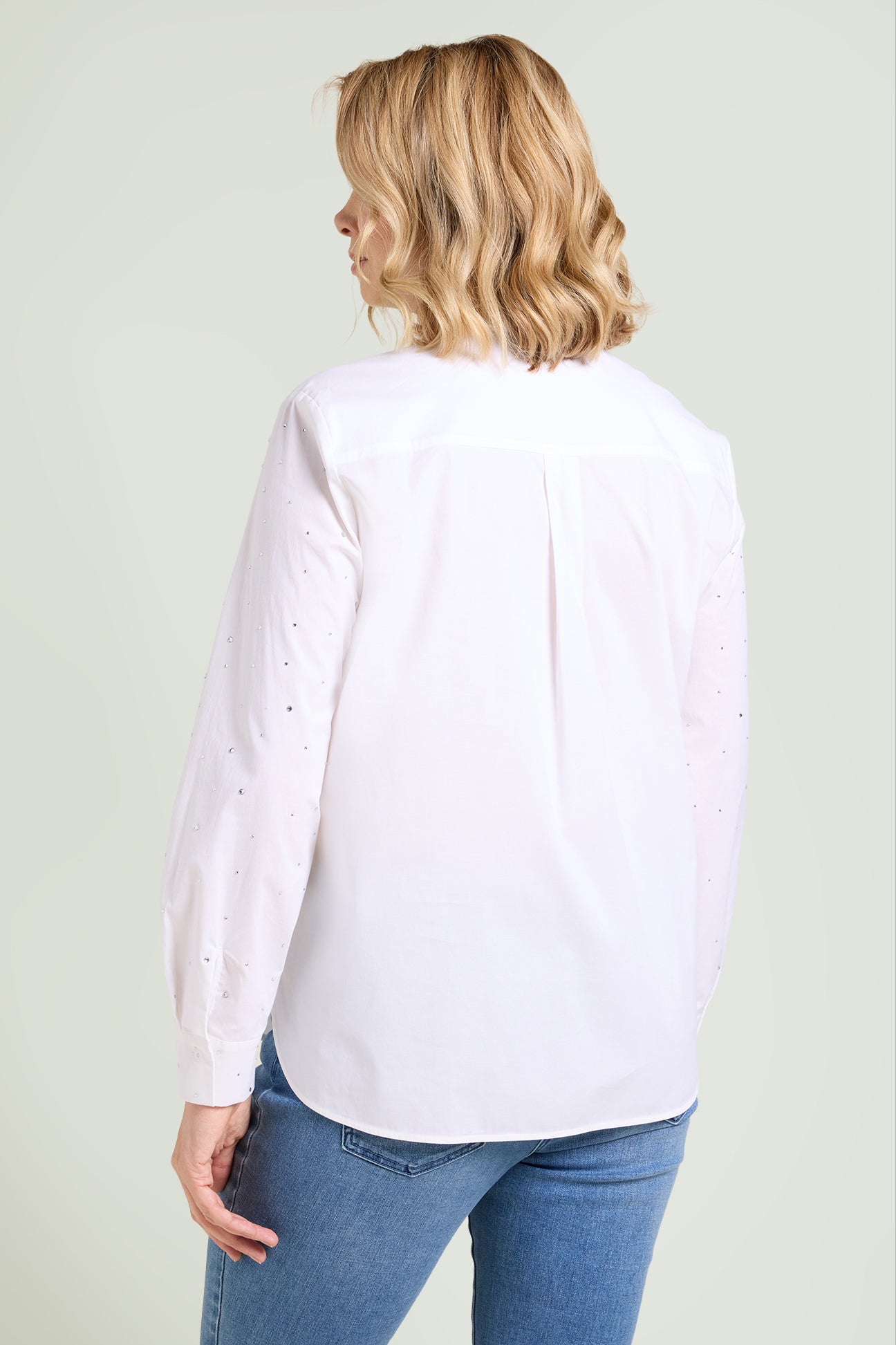 CAMICIA IN POPELINE CON PUNTI LUCE