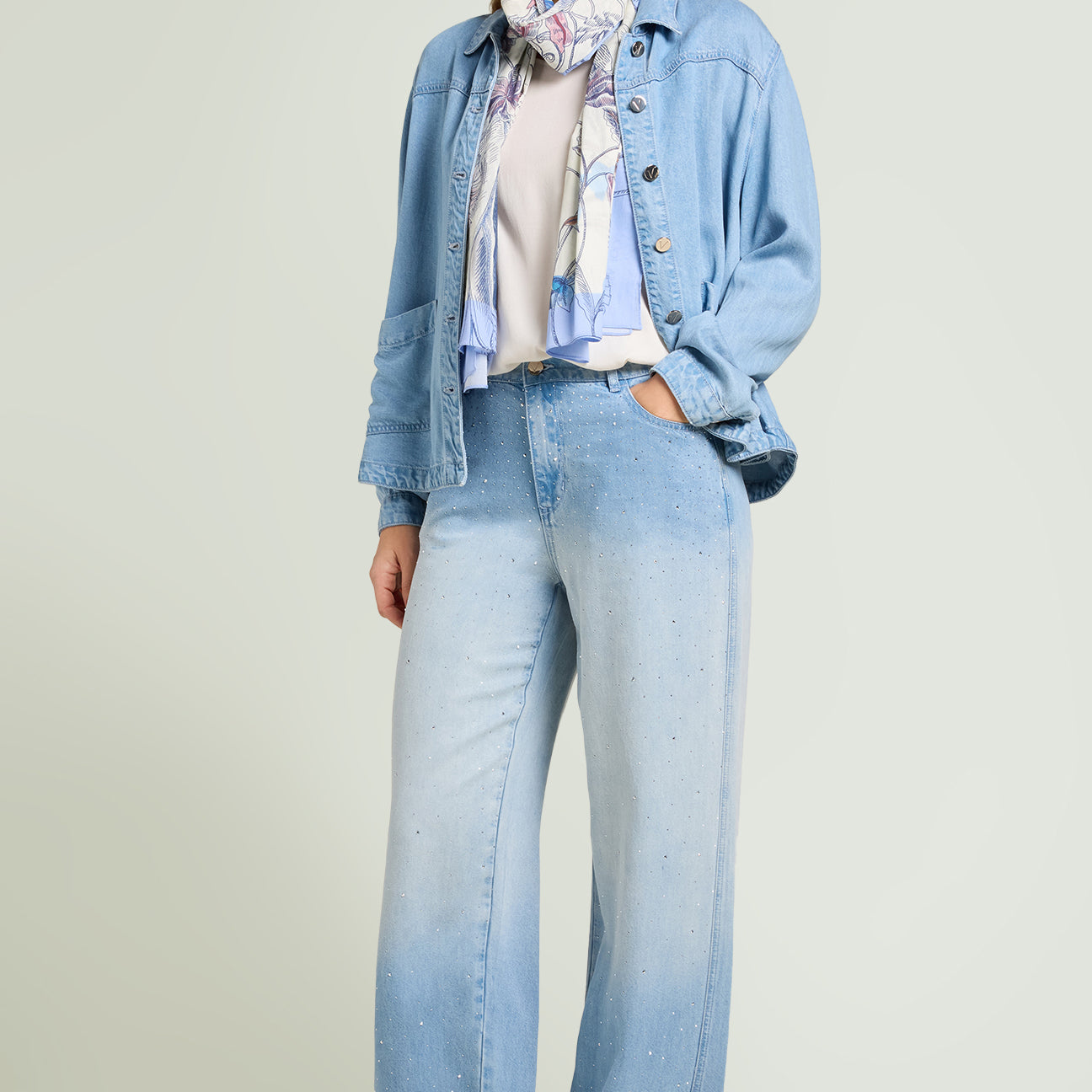 JEANS WIDE LEG CON PUNTI LUCE