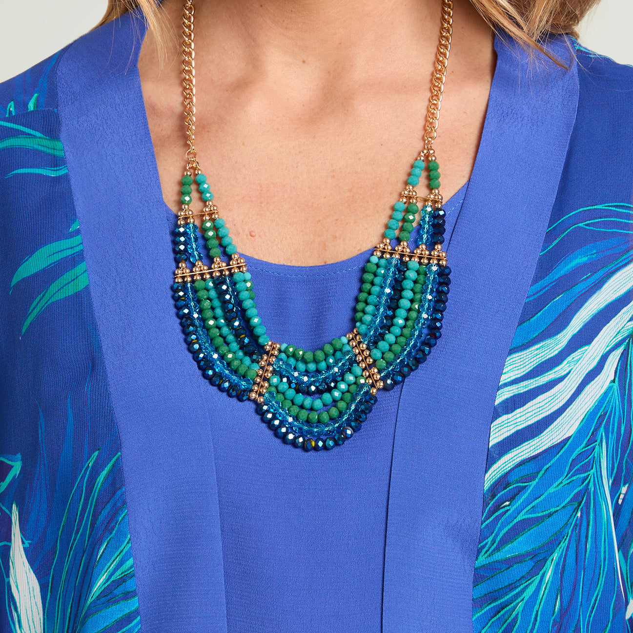 COLLANA-COLLIER DI JAIS E PERLINE DORATE