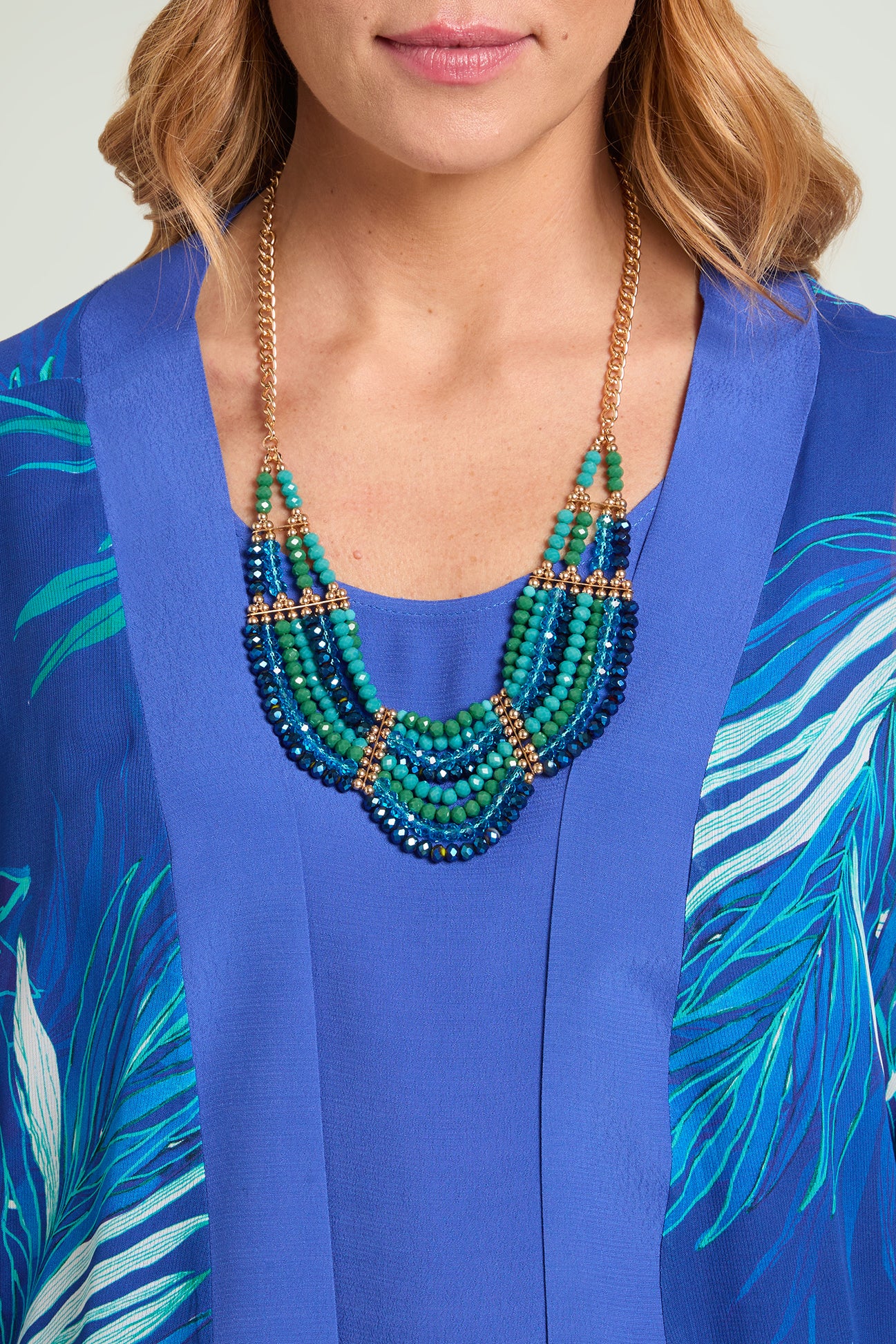 COLLANA-COLLIER DI JAIS E PERLINE DORATE