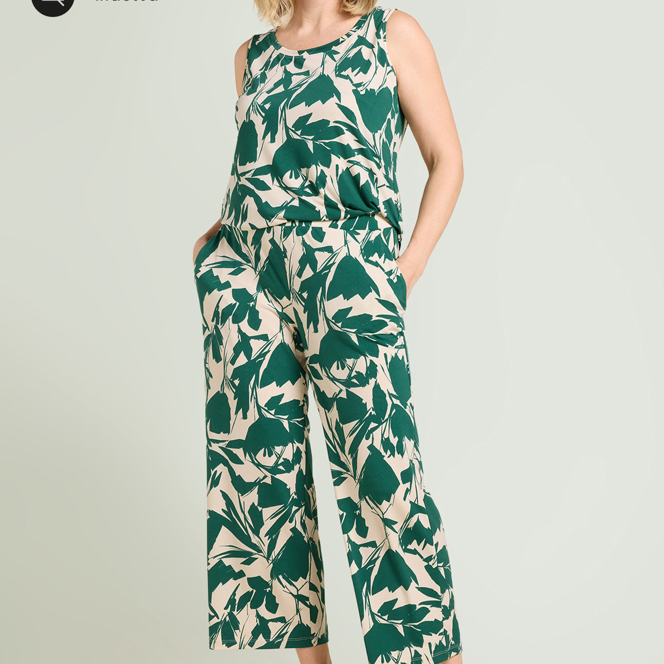 PANTALONI PULL-ON CROPPED IN JERSEY STAMPATO