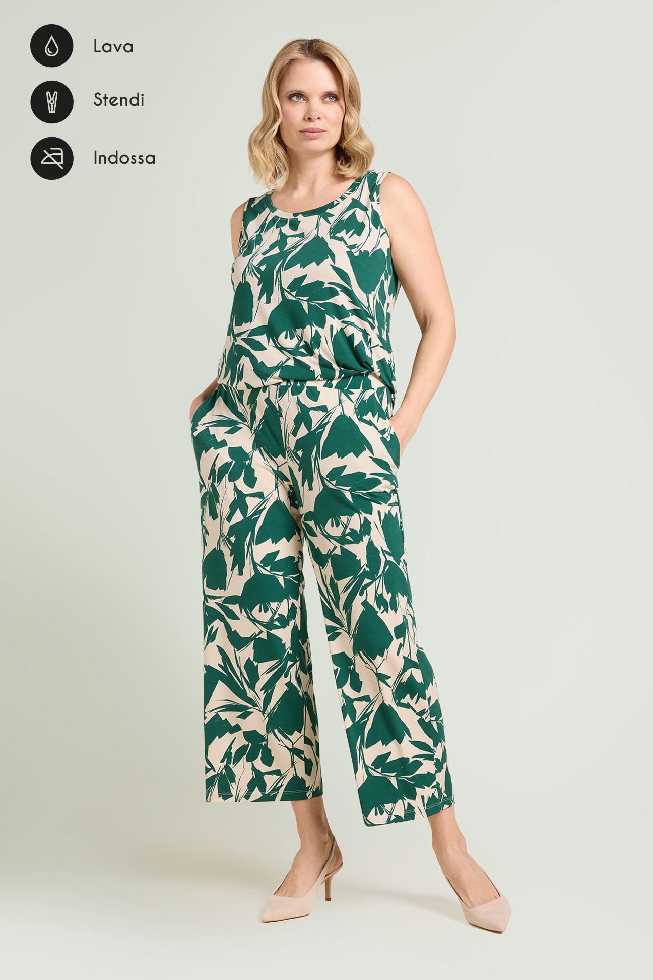 PANTALONI PULL-ON CROPPED IN JERSEY STAMPATO