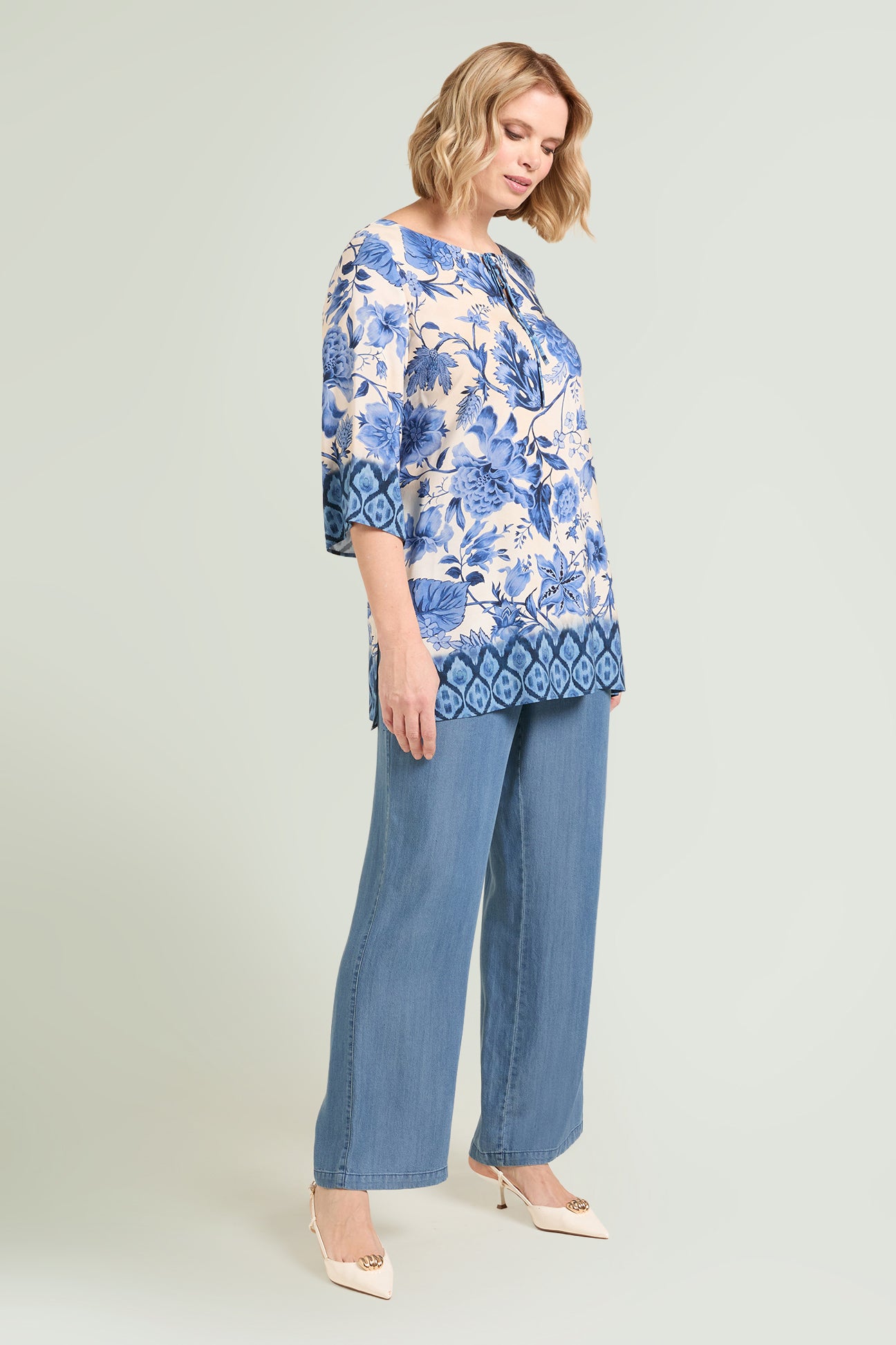 BLUSA CAFTANO IN GIAVANESE STAMPATA