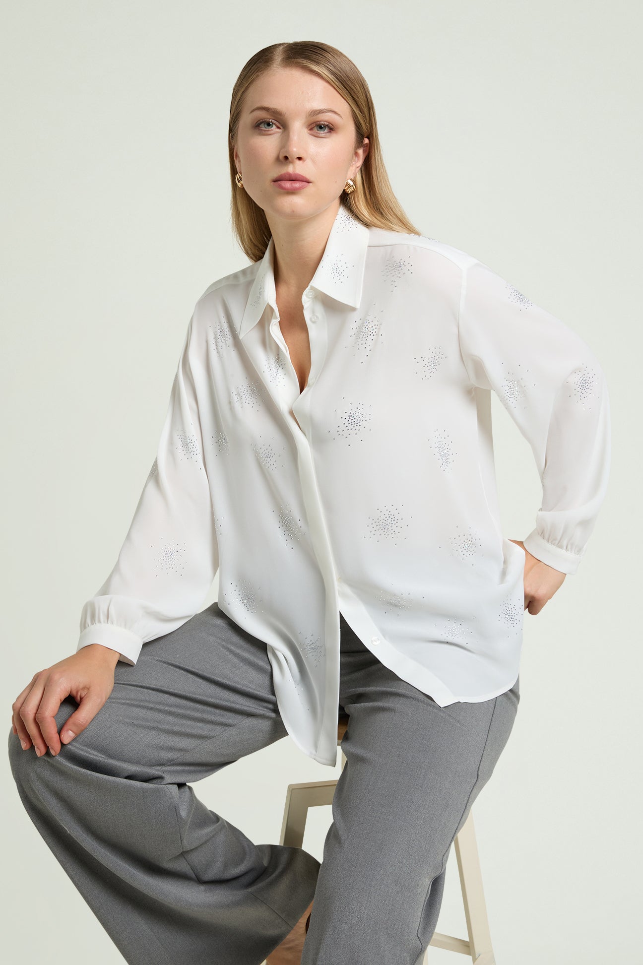 CAMICIA IN DOPPIA GEORGETTE CON PUNTI LUCE