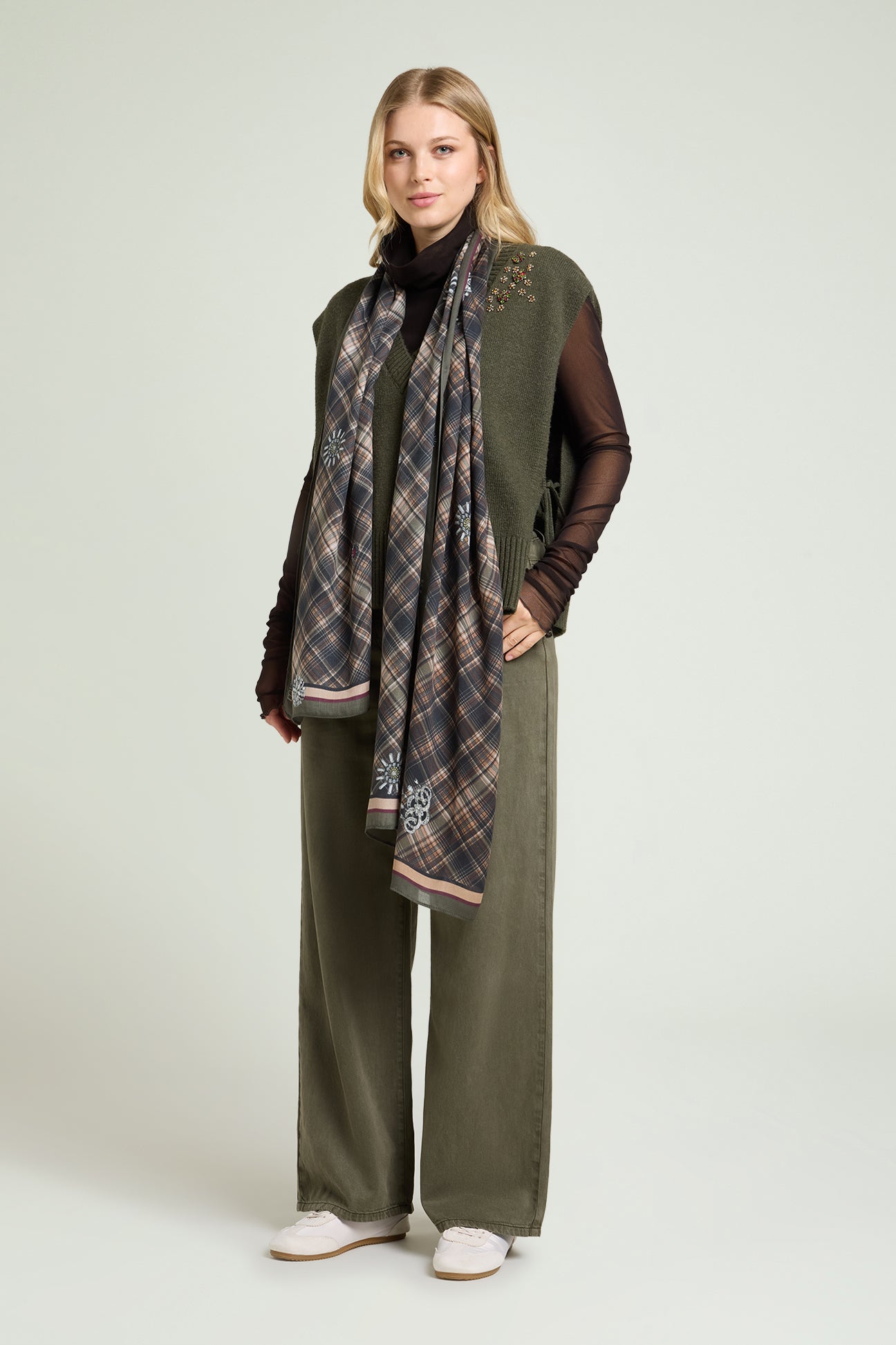 SCIARPA-FOULARD CON STAMPA MADRAS